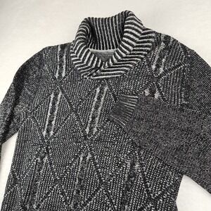 METHOD Sweater Men Extra Large XL Black‎ White Pullover Fisherman Cable Cowl